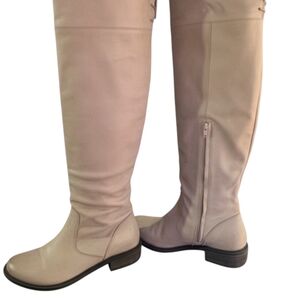 Over Knee Genuine Leather Cream Color Boots